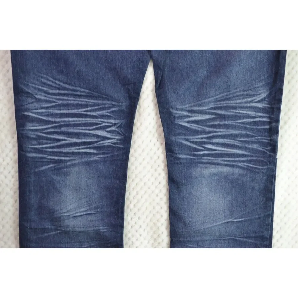 CJ Black Men's 38x32 Slim Fit Dark Wash Distressed Tapered Jeans